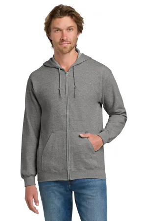 Gildan Mens Pill Resistant Full Zip Hooded Sweatshirt Hoodie w/ Pockets - Heather Graphite Grey