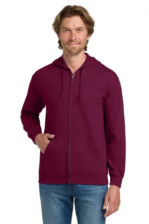 Gildan Mens Pill Resistant Full Zip Hooded Sweatshirt Hoodie w/ Pockets - Maroon  Affordable Clothing Gildan