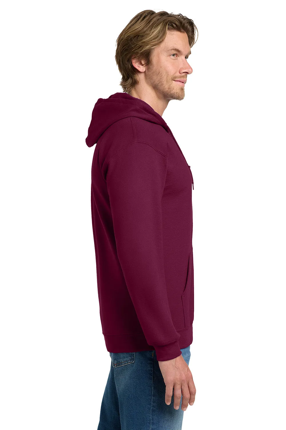 Gildan Mens Pill Resistant Full Zip Hooded Sweatshirt Hoodie w/ Pockets - Maroon  Affordable Clothing Gildan