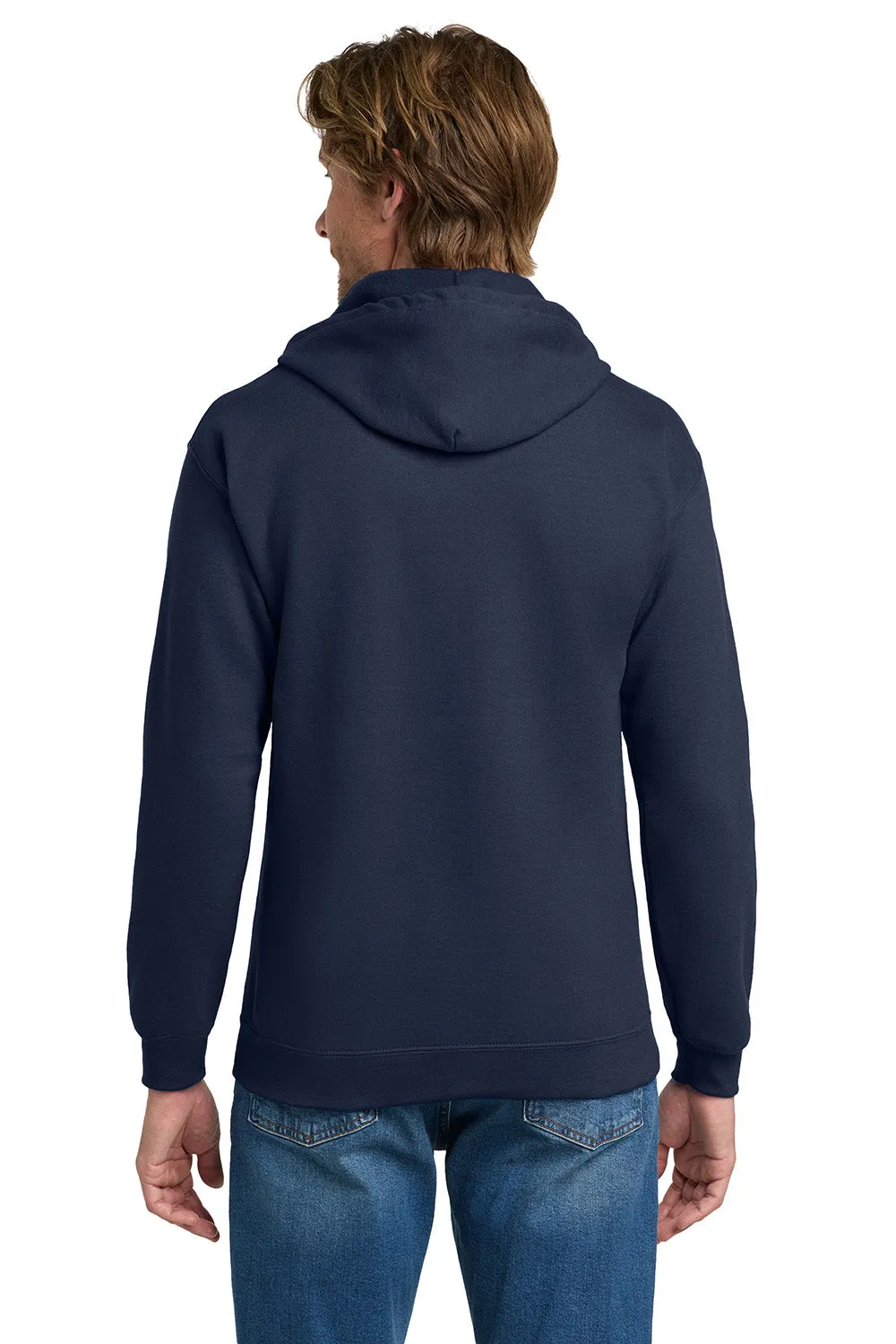 Gildan Mens Pill Resistant Full Zip Hooded Sweatshirt Hoodie w/ Pockets - Navy Blue  Affordable Clothing Gildan