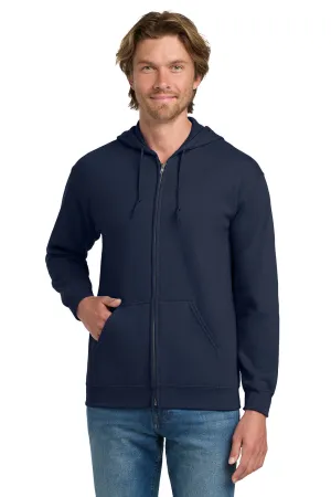 Gildan Mens Pill Resistant Full Zip Hooded Sweatshirt Hoodie w/ Pockets - Navy Blue  Affordable Clothing Gildan