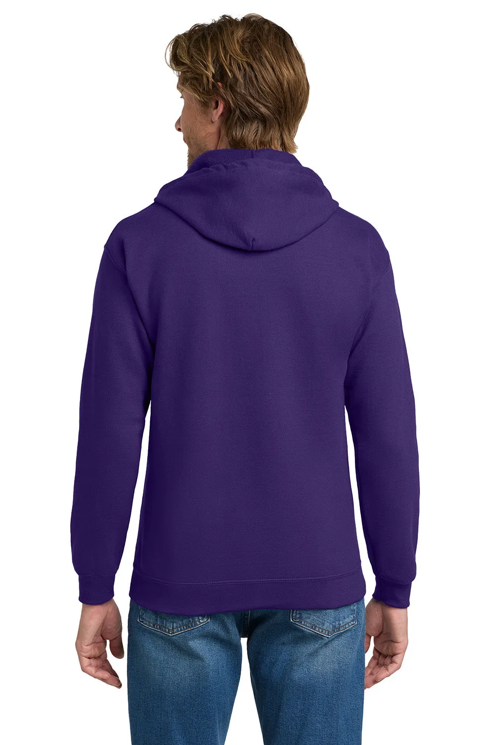 Gildan Mens Pill Resistant Full Zip Hooded Sweatshirt Hoodie w/ Pockets - Purple