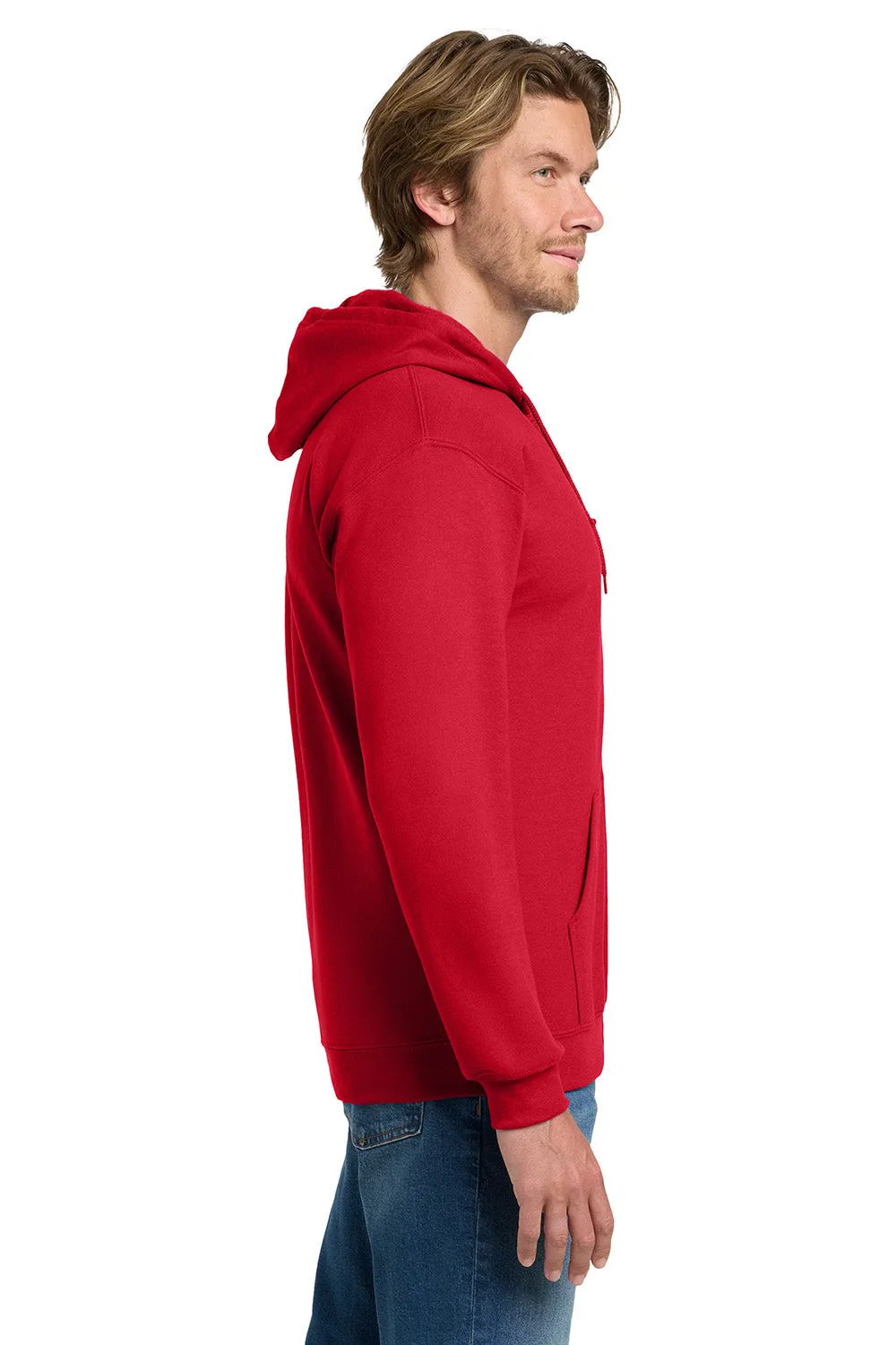 Gildan Mens Pill Resistant Full Zip Hooded Sweatshirt Hoodie w/ Pockets - Red  Affordable Clothing Gildan