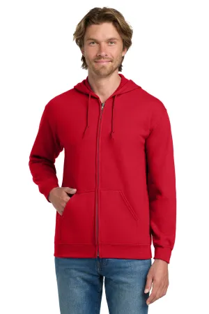 Gildan Mens Pill Resistant Full Zip Hooded Sweatshirt Hoodie w/ Pockets - Red  Affordable Clothing Gildan