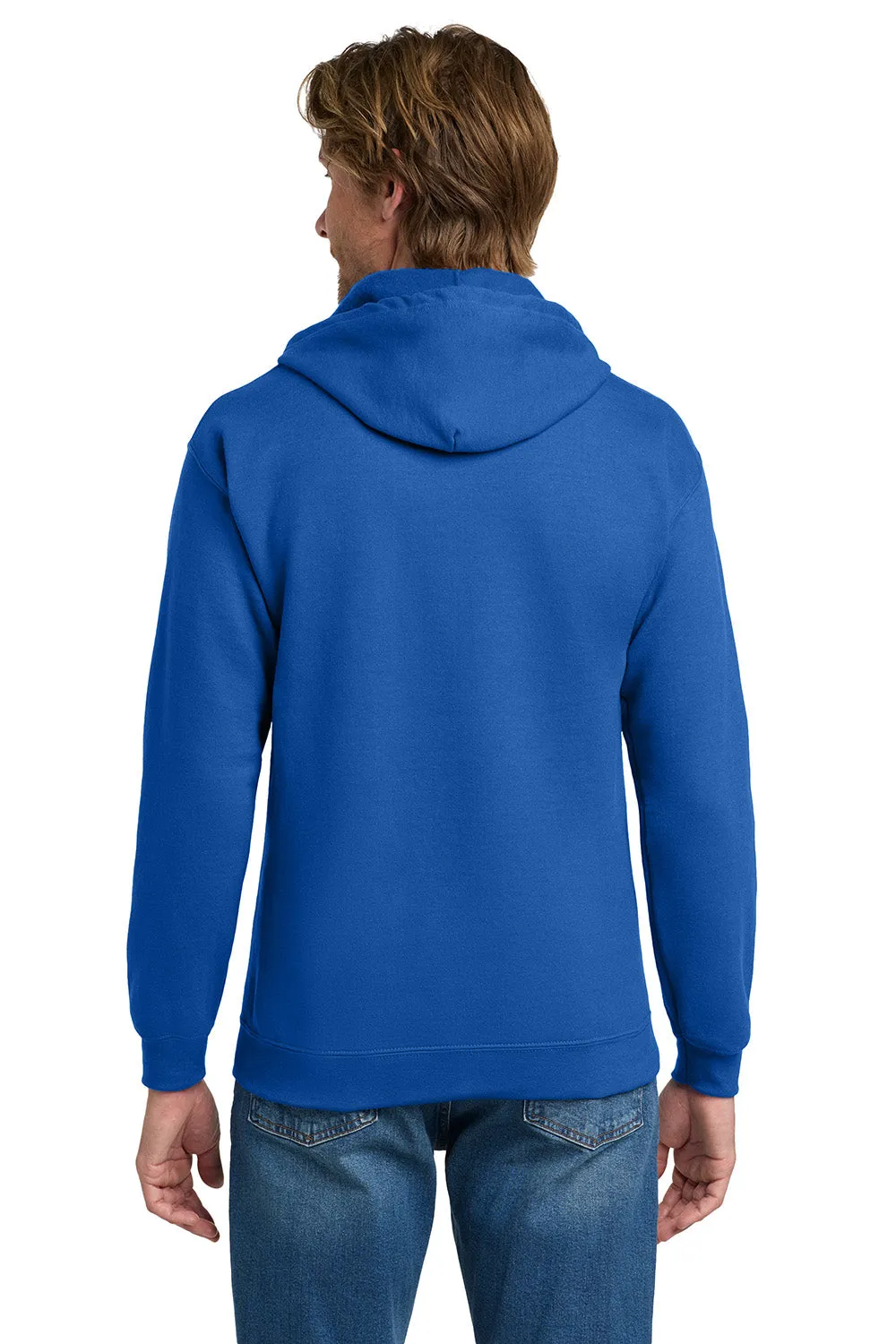 Gildan Mens Pill Resistant Full Zip Hooded Sweatshirt Hoodie w/ Pockets - Royal Blue