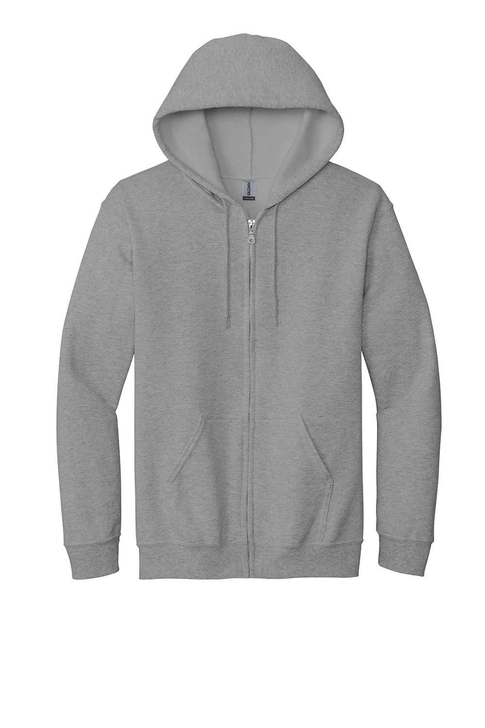 Gildan Mens Pill Resistant Full Zip Hooded Sweatshirt Hoodie w/ Pockets - Sport Grey