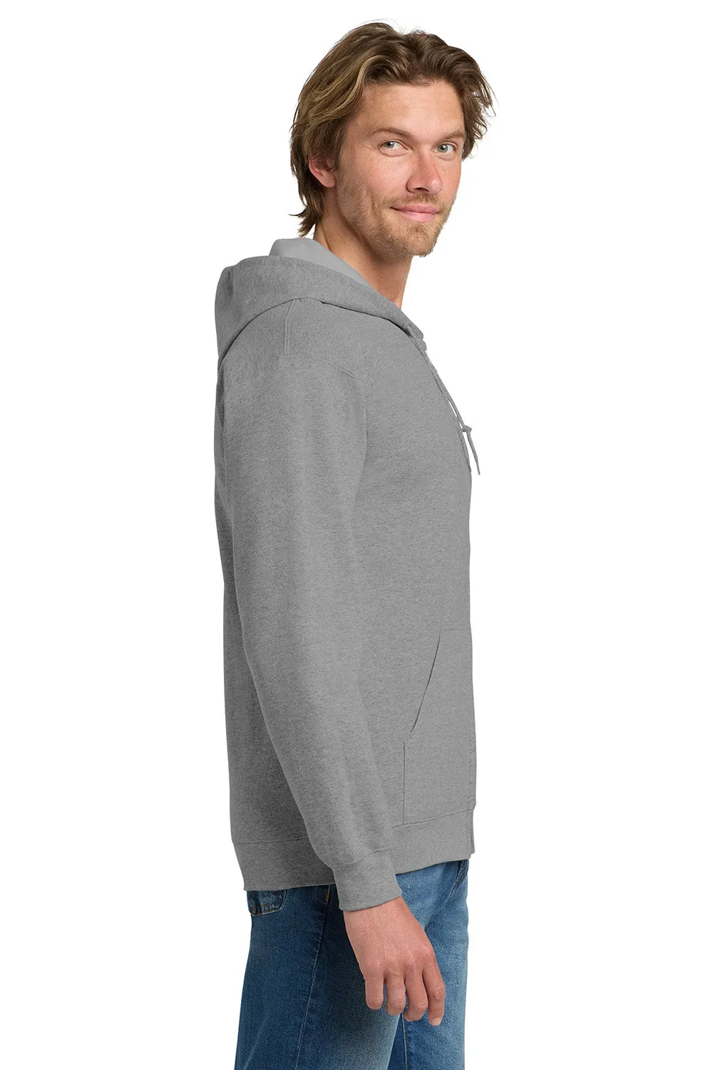Gildan Mens Pill Resistant Full Zip Hooded Sweatshirt Hoodie w/ Pockets - Sport Grey