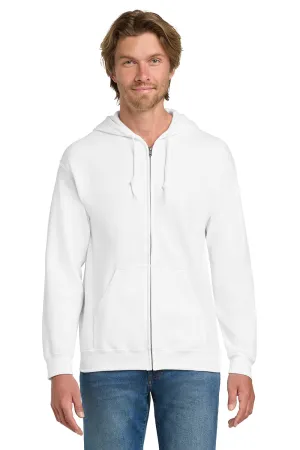 Gildan Mens Pill Resistant Full Zip Hooded Sweatshirt Hoodie w/ Pockets - White  Affordable Clothing Gildan