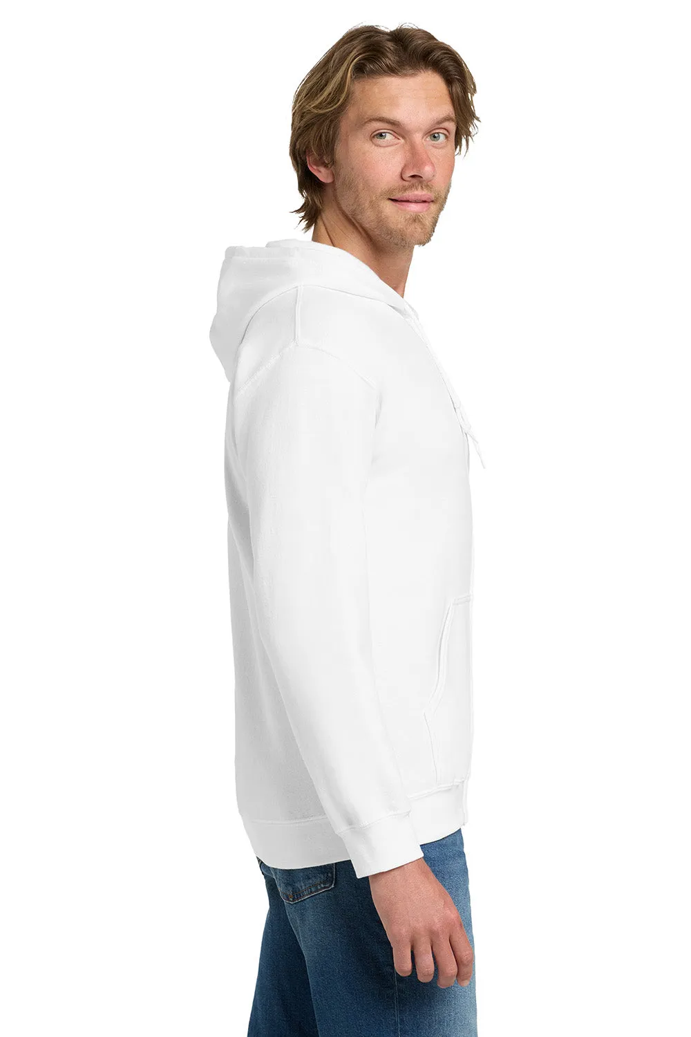 Gildan Mens Pill Resistant Full Zip Hooded Sweatshirt Hoodie w/ Pockets - White  Affordable Clothing Gildan