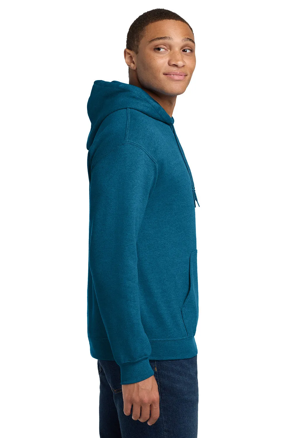 Gildan Mens Pill Resistant Hooded Sweatshirt Hoodie w/ Pouch Pocket - Antique Sapphire Blue  Affordable Clothing Gildan