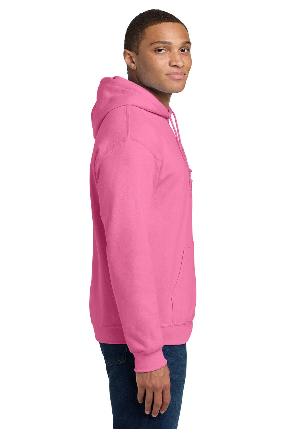Gildan Mens Pill Resistant Hooded Sweatshirt Hoodie w/ Pouch Pocket - Azalea Pink