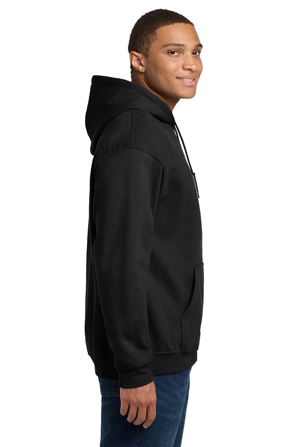 Gildan Mens Pill Resistant Hooded Sweatshirt Hoodie w/ Pouch Pocket - Black
