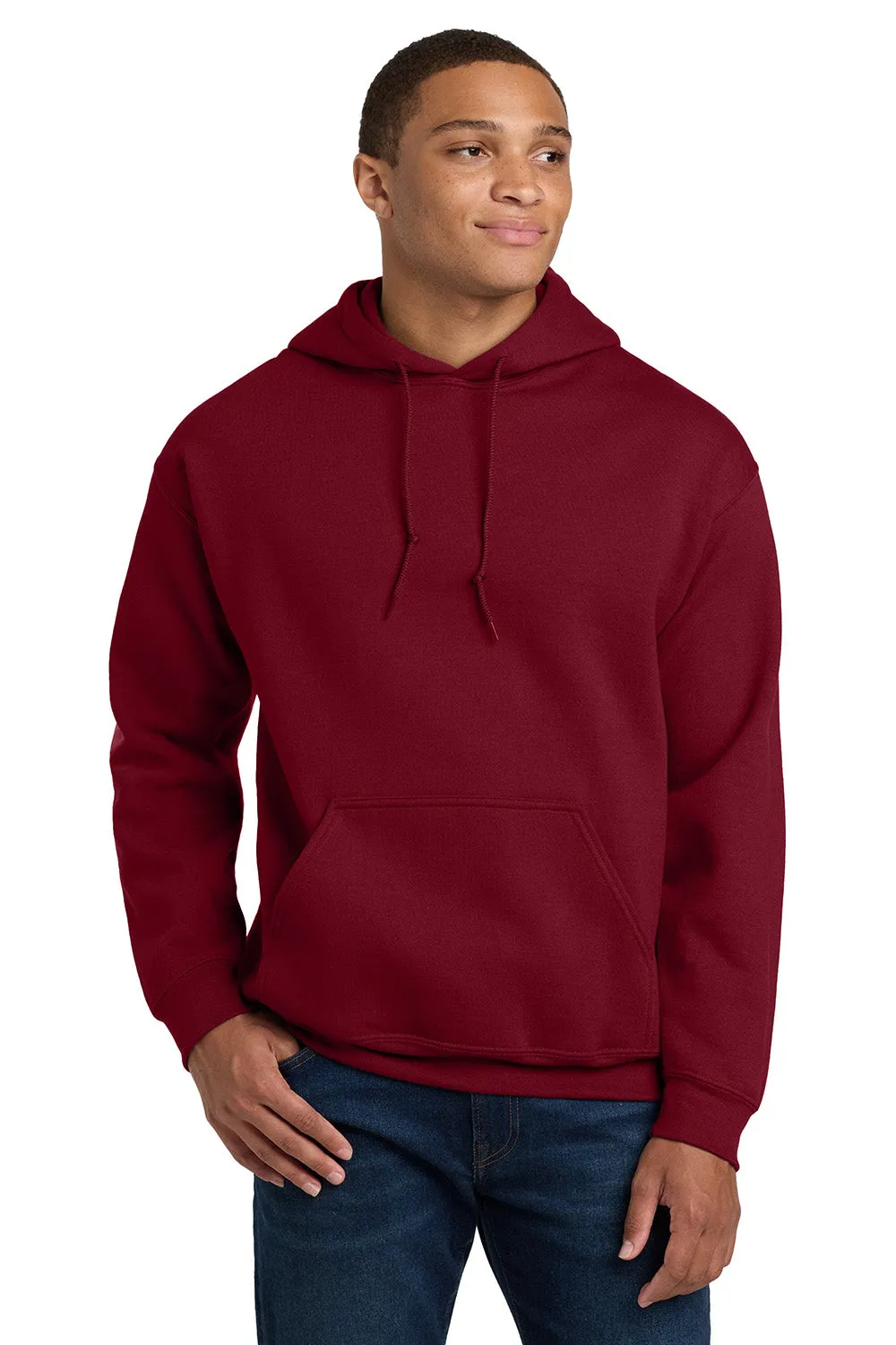 Gildan Mens Pill Resistant Hooded Sweatshirt Hoodie w/ Pouch Pocket - Cardinal Red  Affordable Clothing Gildan
