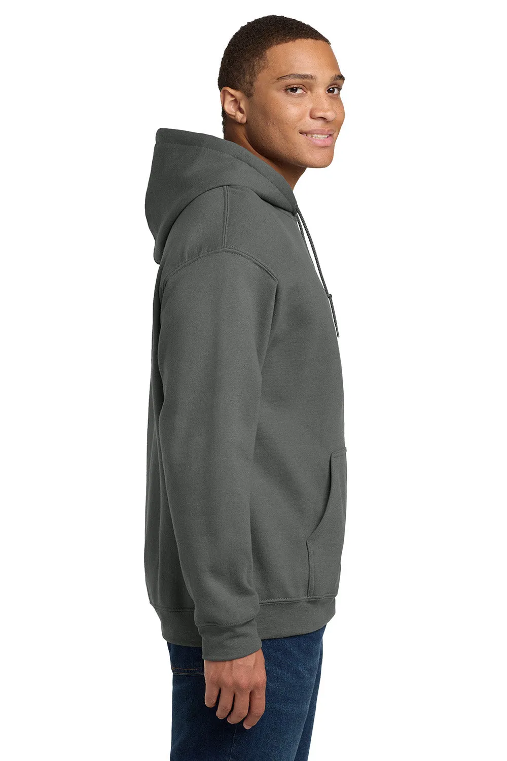 Gildan Mens Pill Resistant Hooded Sweatshirt Hoodie w/ Pouch Pocket - Charcoal Grey  Affordable Clothing Gildan