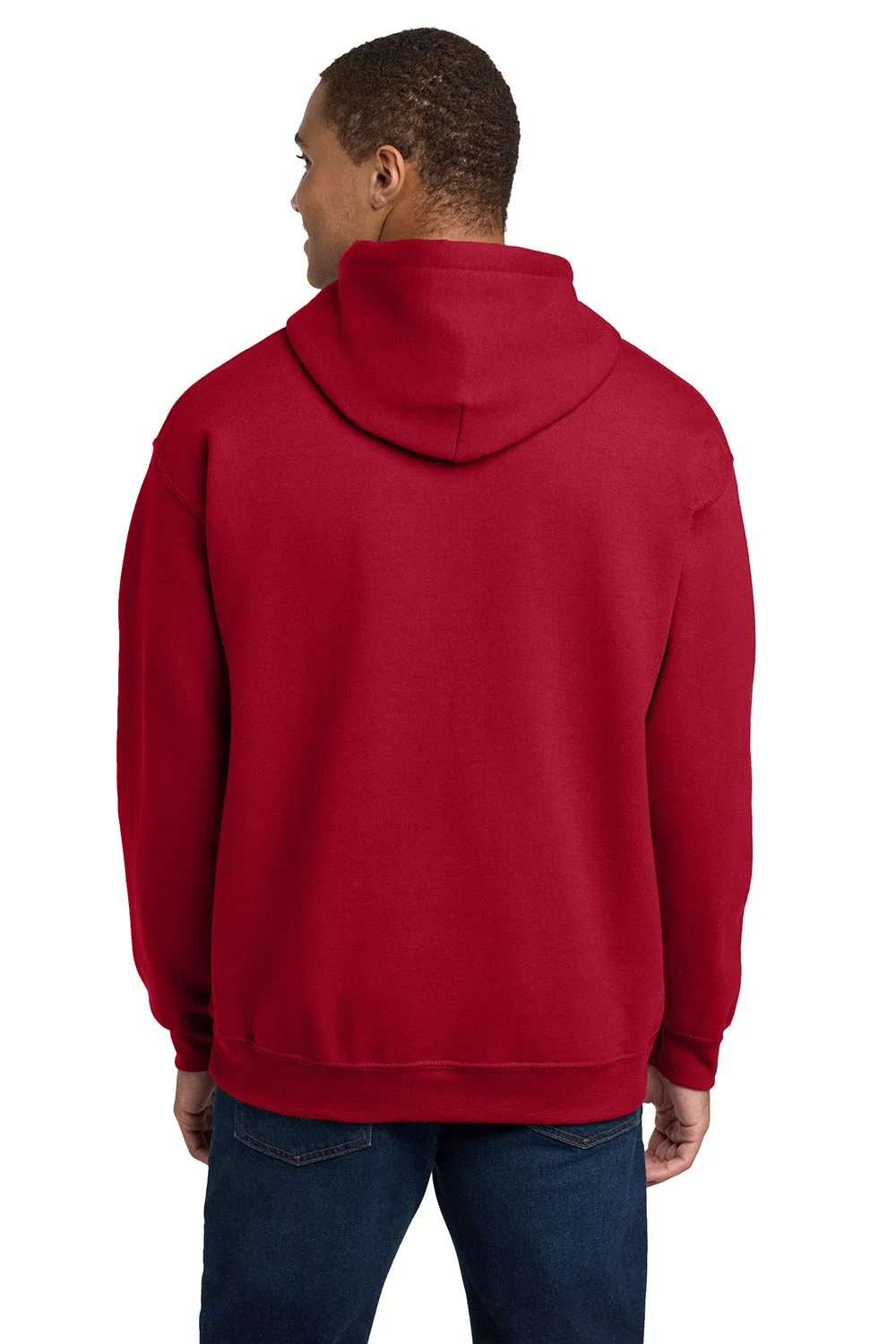 Gildan Mens Pill Resistant Hooded Sweatshirt Hoodie w/ Pouch Pocket - Cherry Red