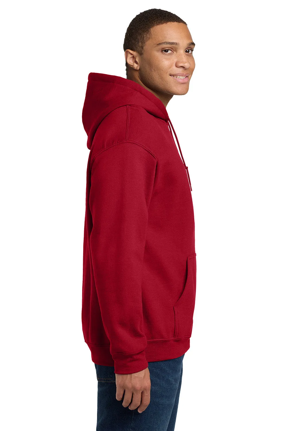 Gildan Mens Pill Resistant Hooded Sweatshirt Hoodie w/ Pouch Pocket - Cherry Red