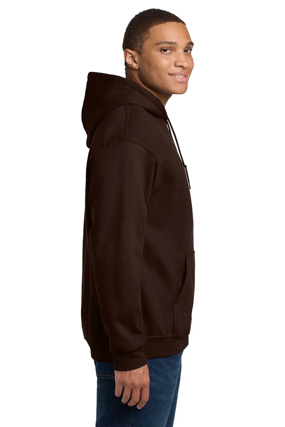Gildan Mens Pill Resistant Hooded Sweatshirt Hoodie w/ Pouch Pocket - Dark Chocolate Brown  Affordable Clothing Gildan