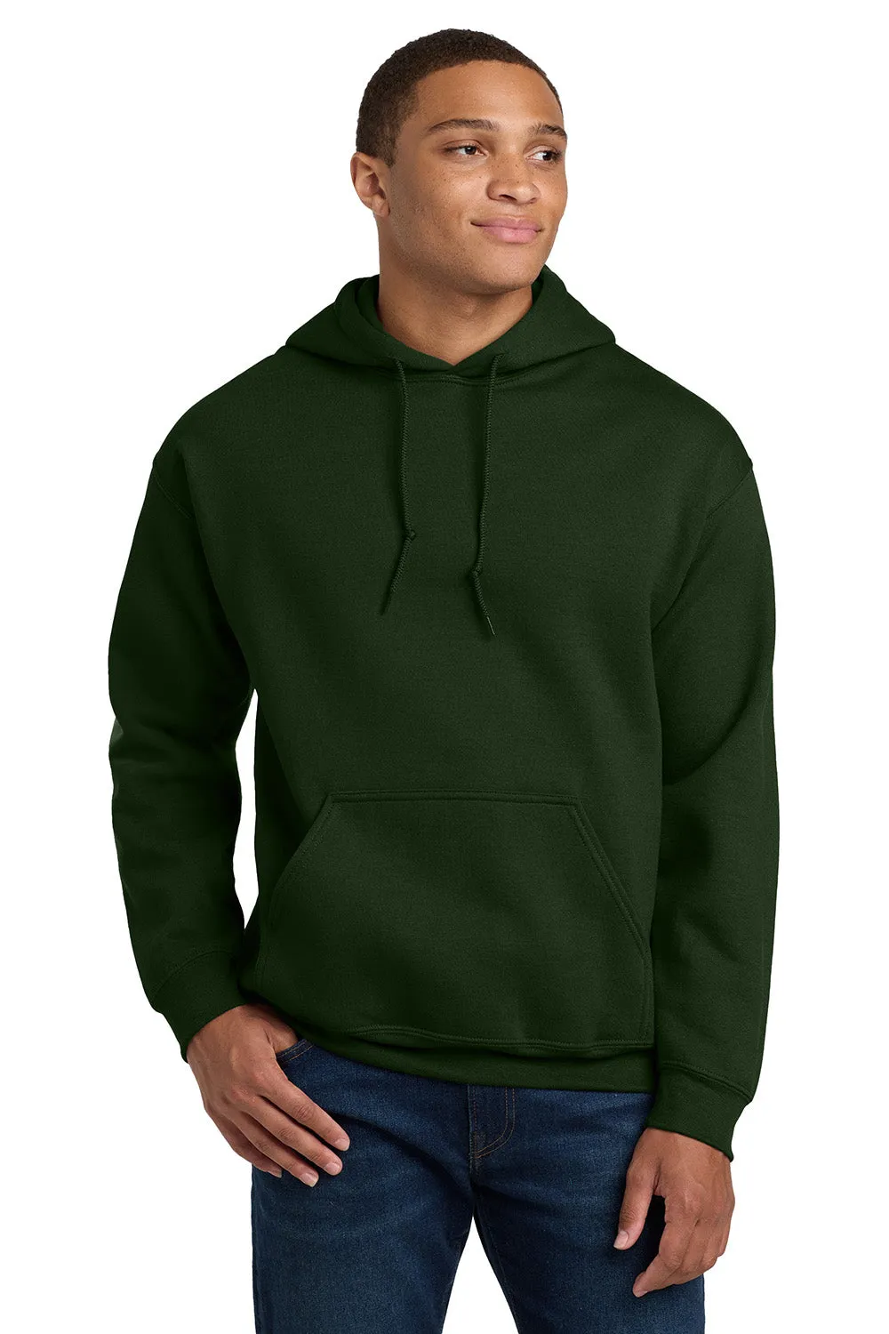 Gildan Mens Pill Resistant Hooded Sweatshirt Hoodie w/ Pouch Pocket - Forest Green  Affordable Clothing Gildan