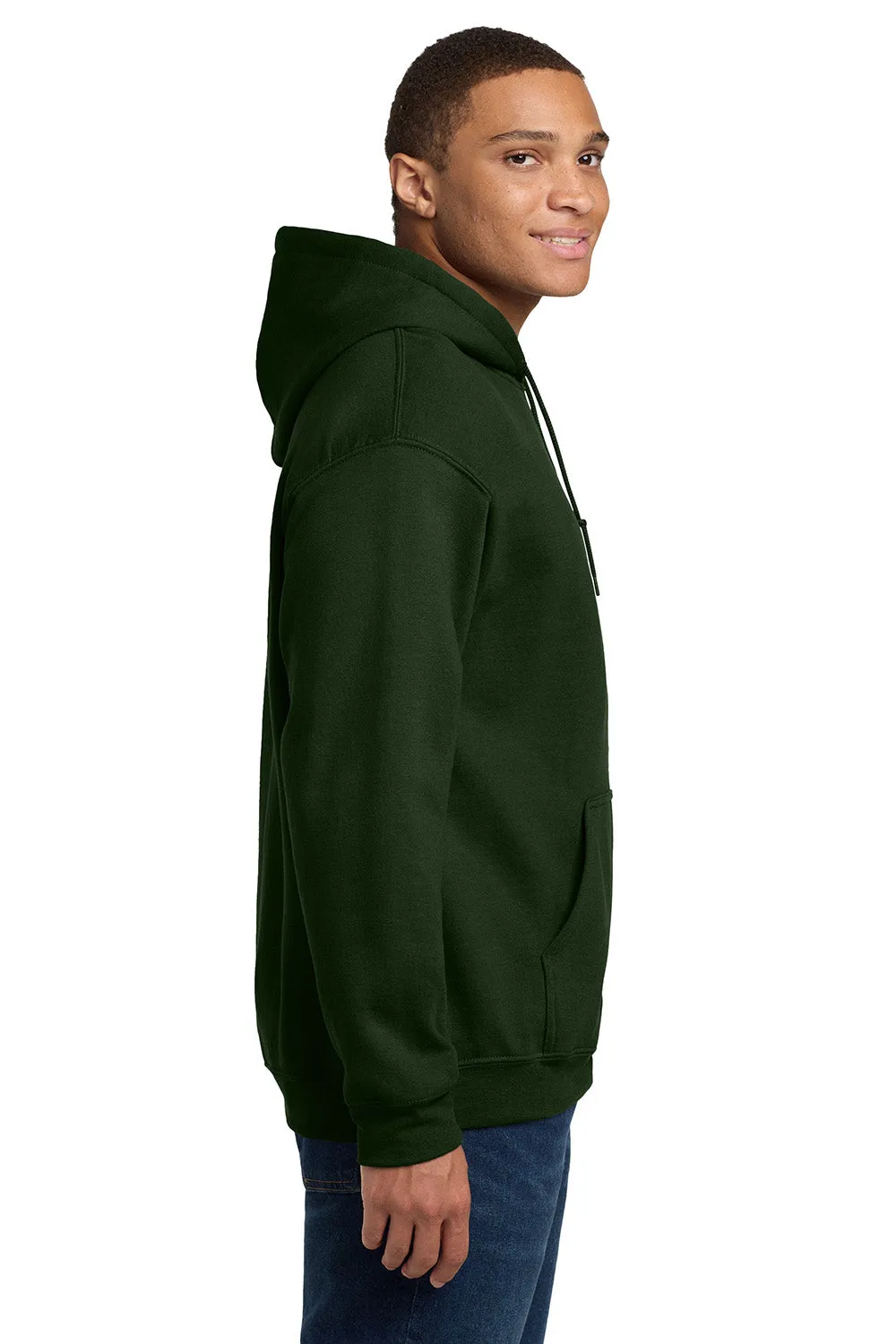 Gildan Mens Pill Resistant Hooded Sweatshirt Hoodie w/ Pouch Pocket - Forest Green  Affordable Clothing Gildan