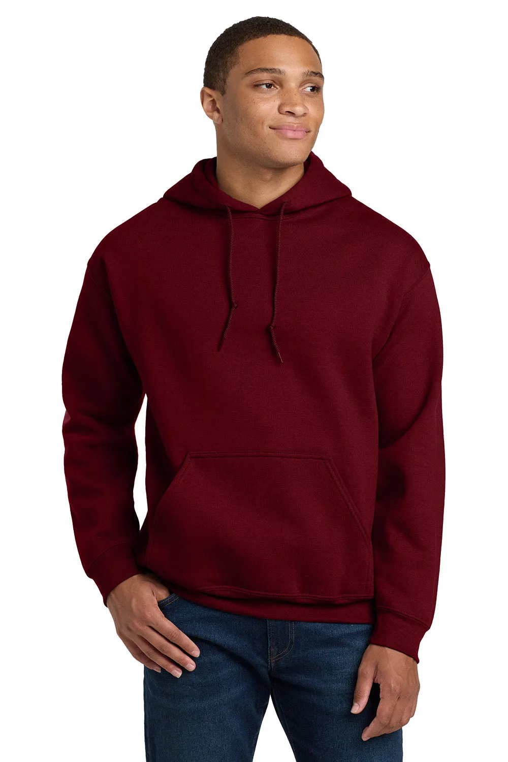 Gildan Mens Pill Resistant Hooded Sweatshirt Hoodie w/ Pouch Pocket - Garnet Red  Affordable Clothing Gildan