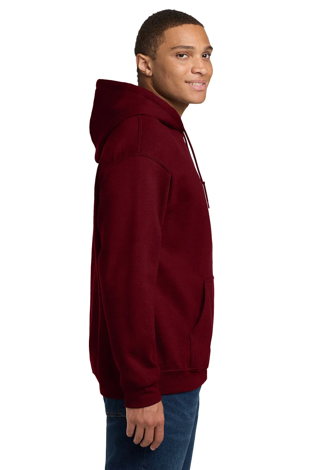 Gildan Mens Pill Resistant Hooded Sweatshirt Hoodie w/ Pouch Pocket - Garnet Red  Affordable Clothing Gildan