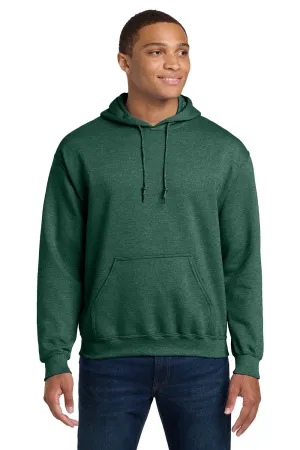 Gildan Mens Pill Resistant Hooded Sweatshirt Hoodie w/ Pouch Pocket - Heather Dark Green  Affordable Clothing Gildan