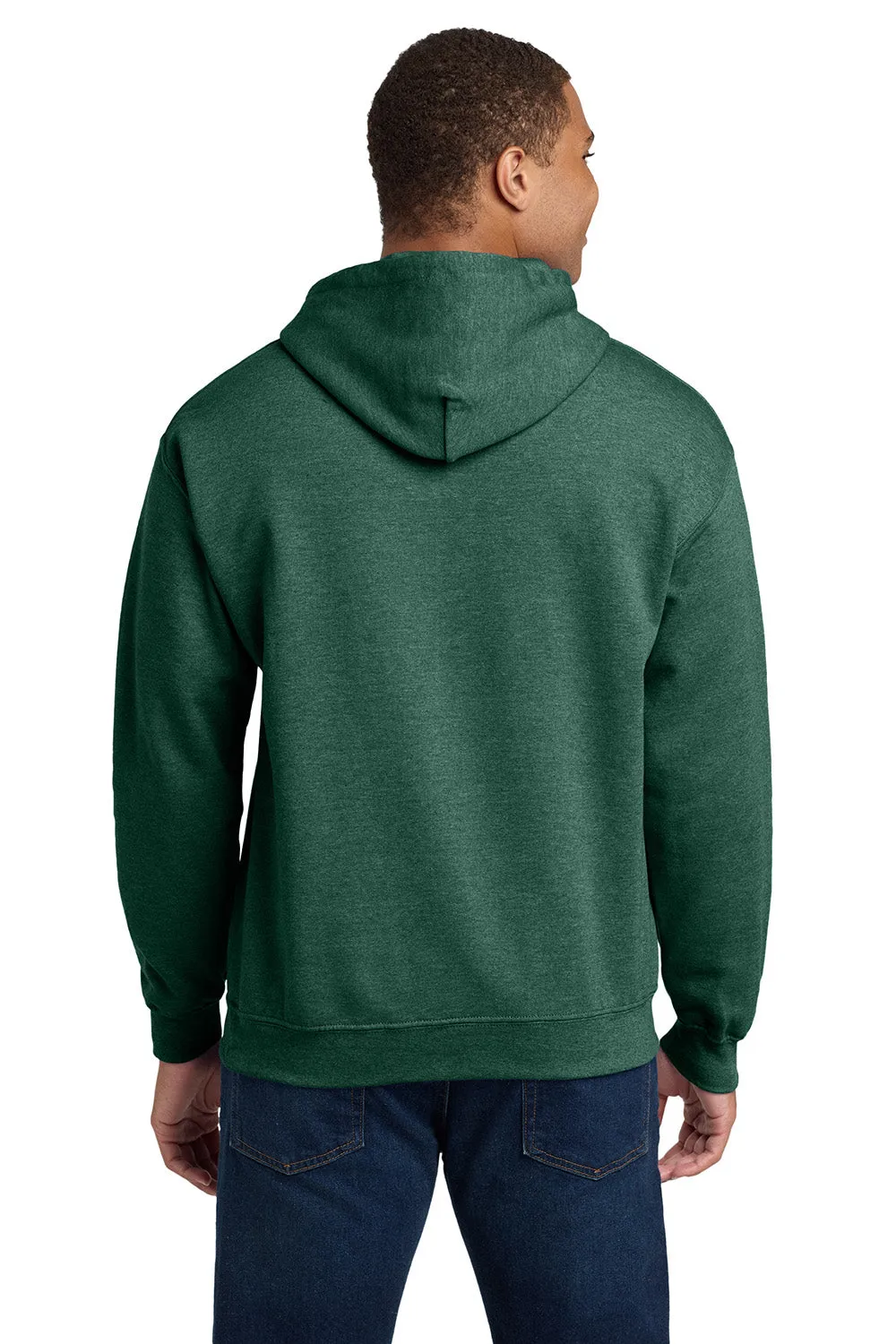 Gildan Mens Pill Resistant Hooded Sweatshirt Hoodie w/ Pouch Pocket - Heather Dark Green  Affordable Clothing Gildan