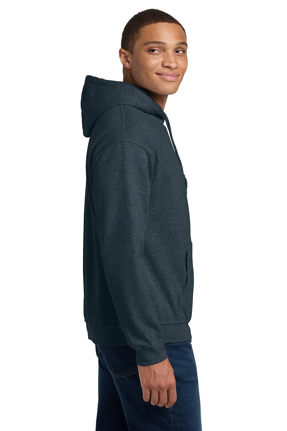Gildan Mens Pill Resistant Hooded Sweatshirt Hoodie w/ Pouch Pocket - Heather Dark Grey
