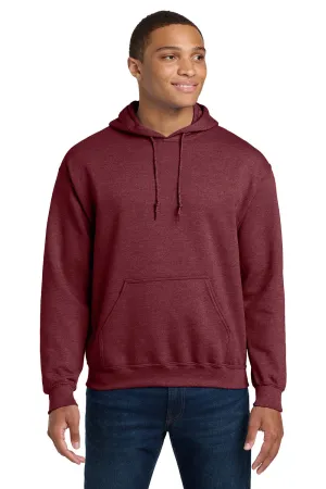 Gildan Mens Pill Resistant Hooded Sweatshirt Hoodie w/ Pouch Pocket - Heather Dark Maroon  Affordable Clothing Gildan