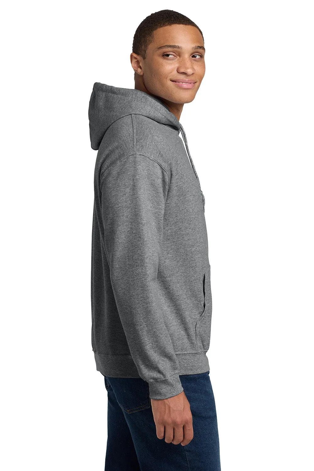 Gildan Mens Pill Resistant Hooded Sweatshirt Hoodie w/ Pouch Pocket - Heather Graphite Grey