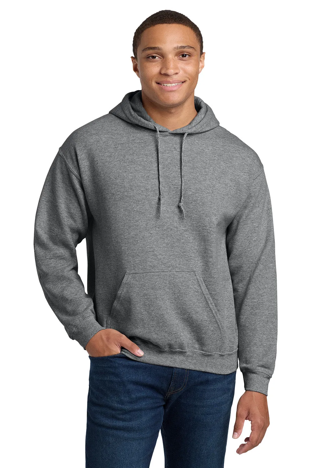 Gildan Mens Pill Resistant Hooded Sweatshirt Hoodie w/ Pouch Pocket - Heather Graphite Grey