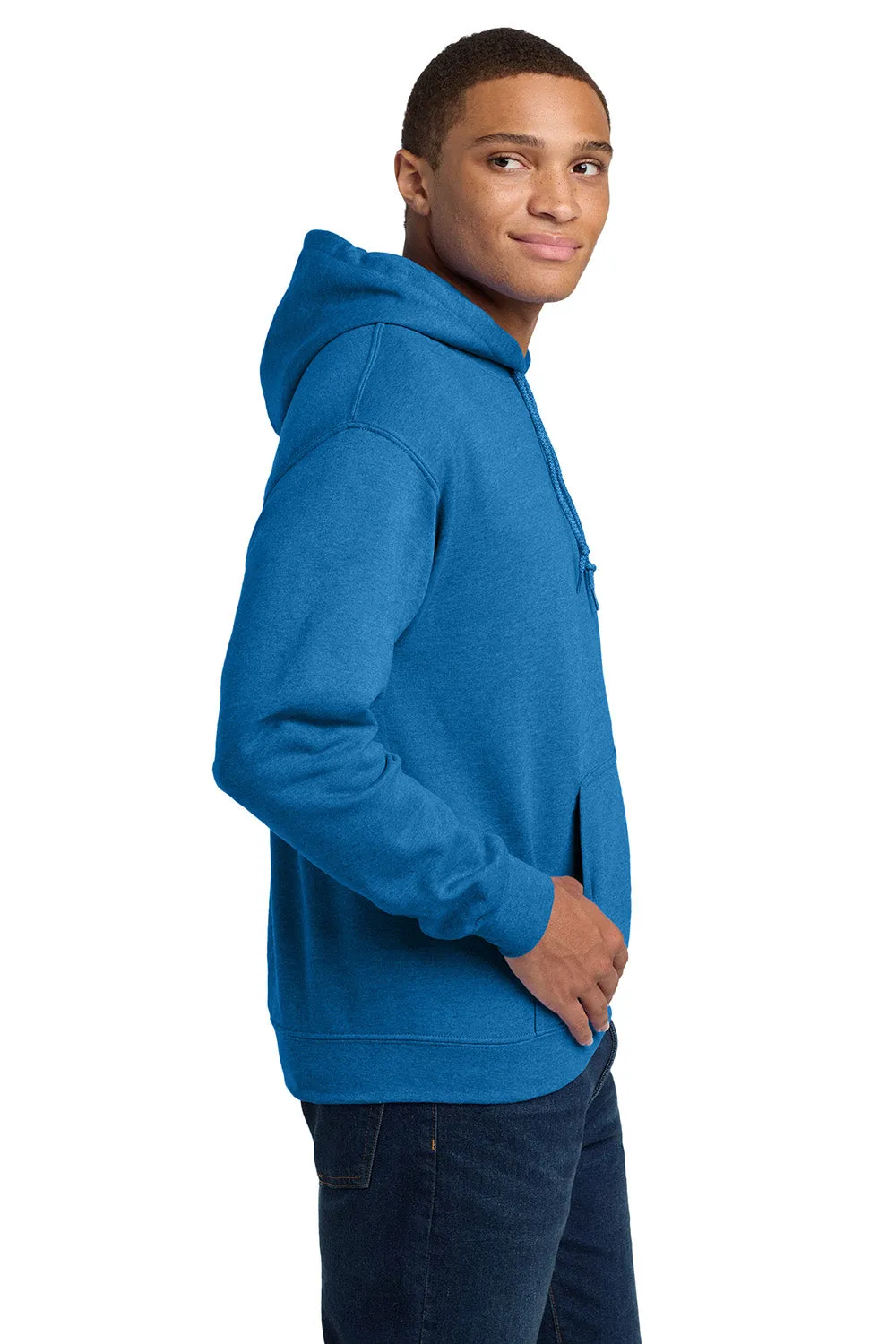 Gildan Mens Pill Resistant Hooded Sweatshirt Hoodie w/ Pouch Pocket - Heather Royal Blue  Affordable Clothing Gildan
