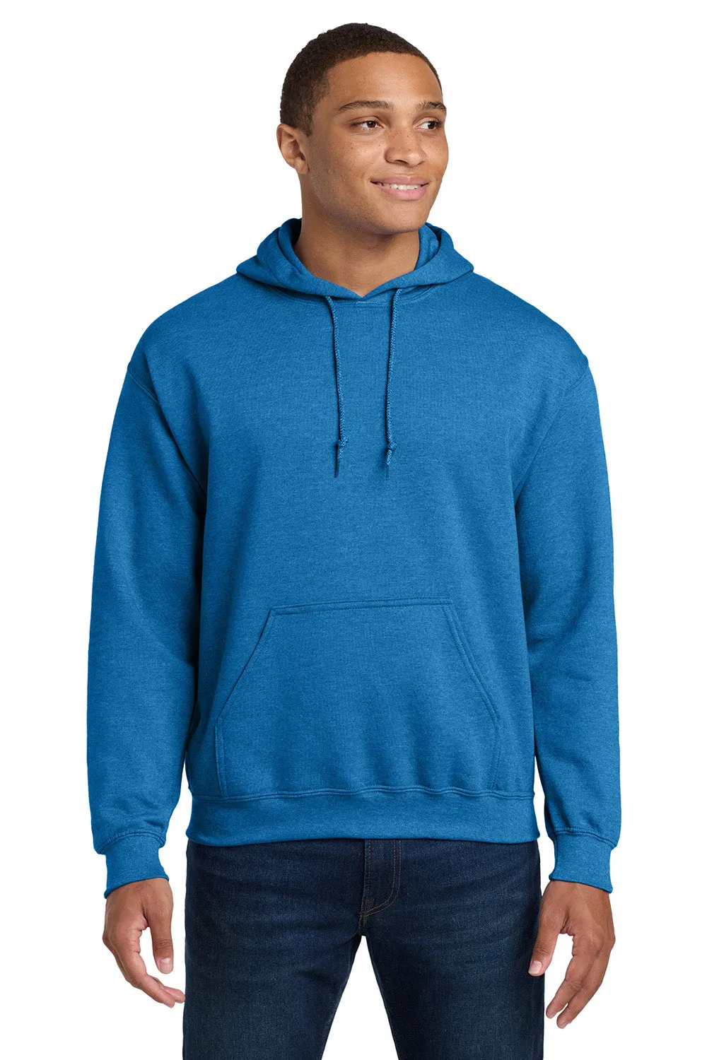 Gildan Mens Pill Resistant Hooded Sweatshirt Hoodie w/ Pouch Pocket - Heather Royal Blue  Affordable Clothing Gildan