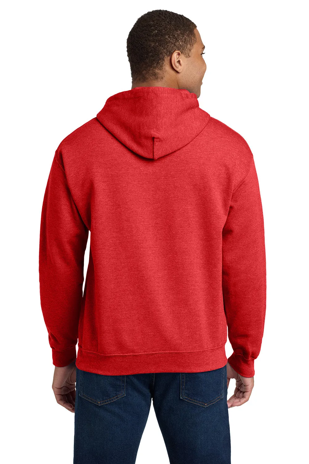 Gildan Mens Pill Resistant Hooded Sweatshirt Hoodie w/ Pouch Pocket - Heather Scarlet Red  Affordable Clothing Gildan