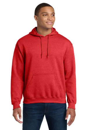 Gildan Mens Pill Resistant Hooded Sweatshirt Hoodie w/ Pouch Pocket - Heather Scarlet Red  Affordable Clothing Gildan