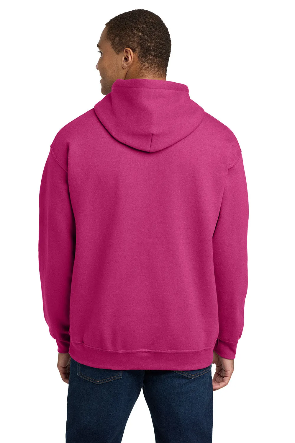 Gildan Mens Pill Resistant Hooded Sweatshirt Hoodie w/ Pouch Pocket - Heliconia Pink