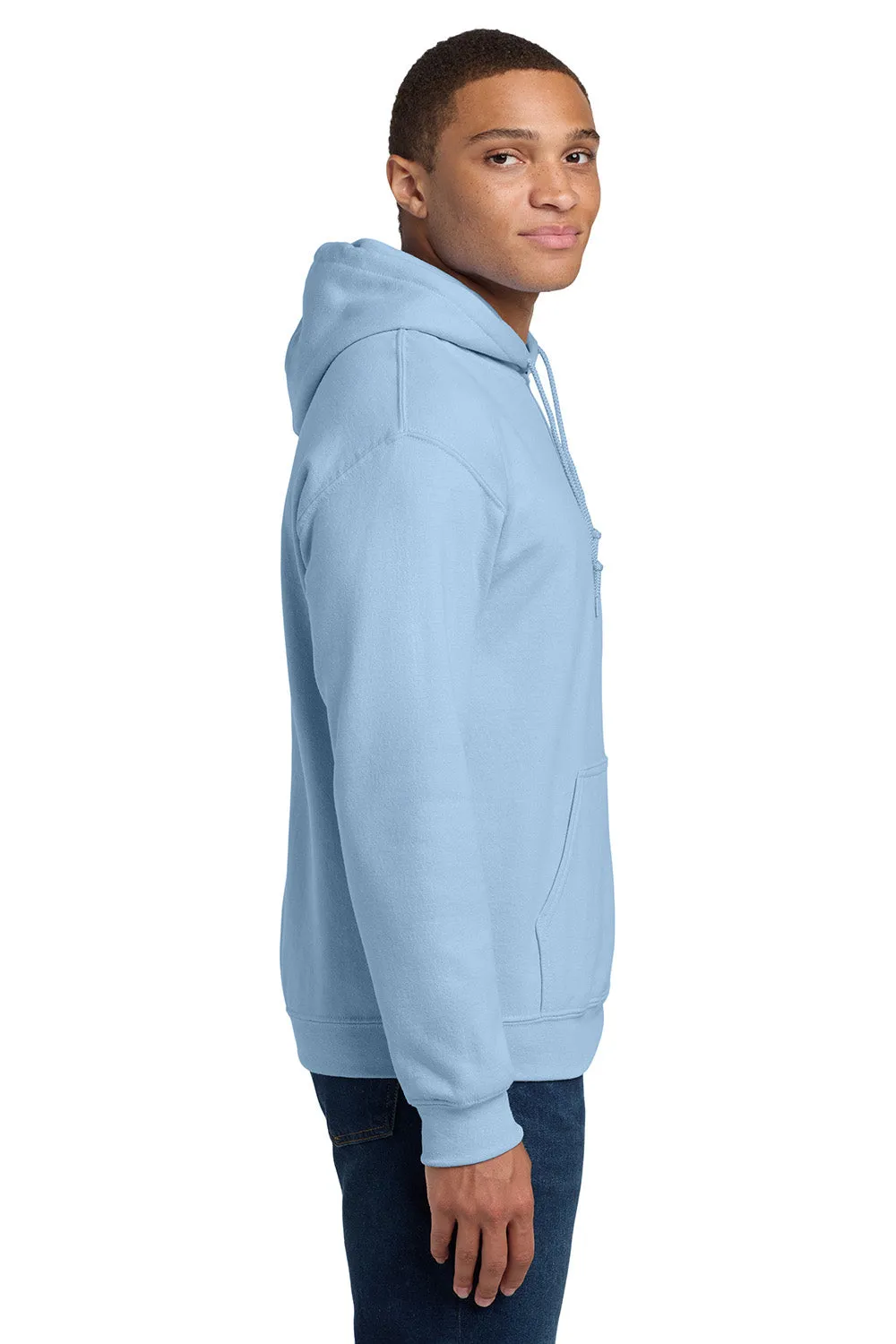 Gildan Mens Pill Resistant Hooded Sweatshirt Hoodie w/ Pouch Pocket - Light Blue  Affordable Clothing Gildan
