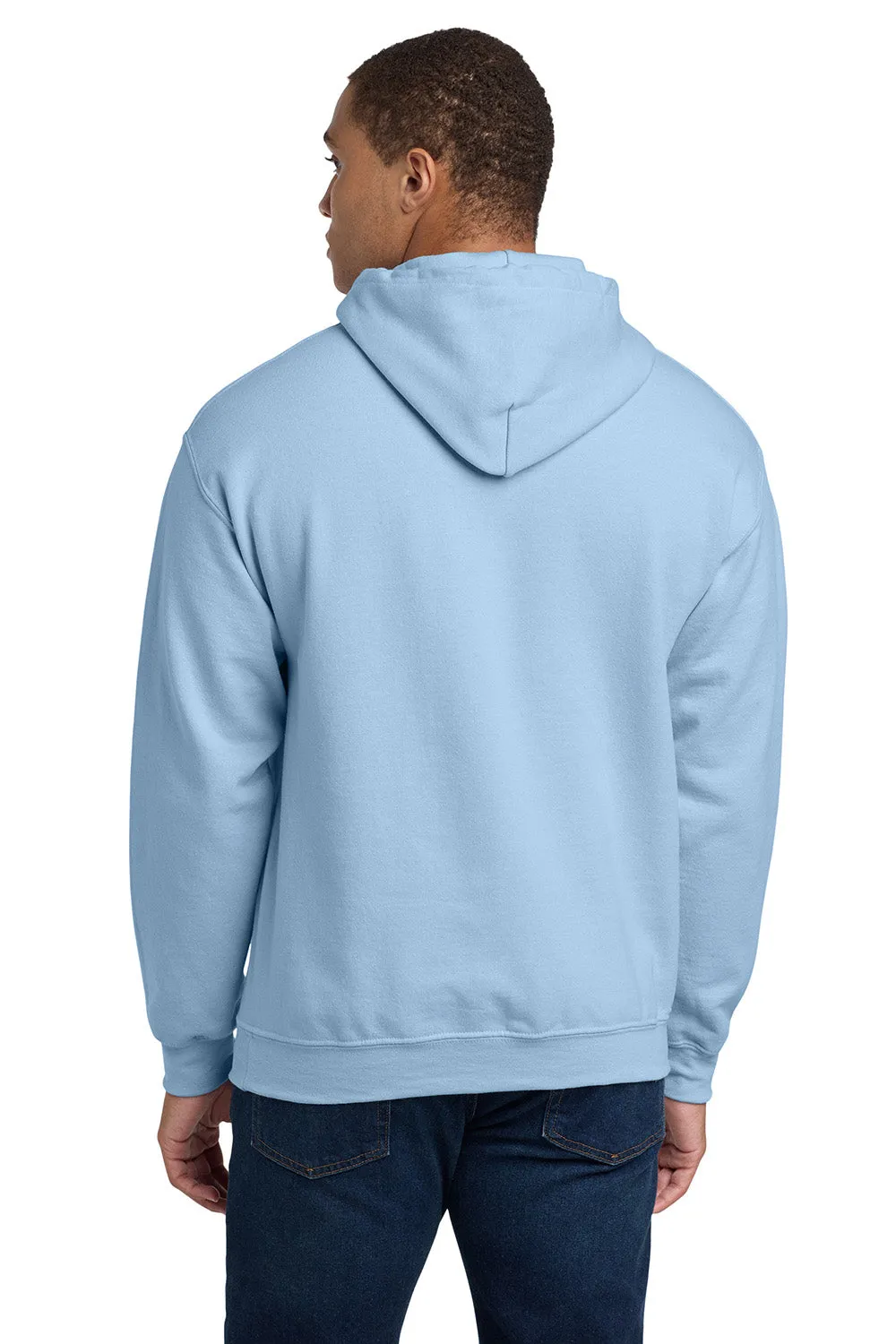 Gildan Mens Pill Resistant Hooded Sweatshirt Hoodie w/ Pouch Pocket - Light Blue  Affordable Clothing Gildan