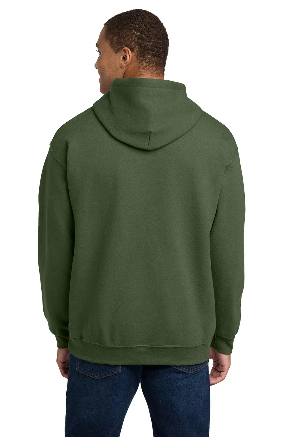 Gildan Mens Pill Resistant Hooded Sweatshirt Hoodie w/ Pouch Pocket - Military Green  Affordable Clothing Gildan