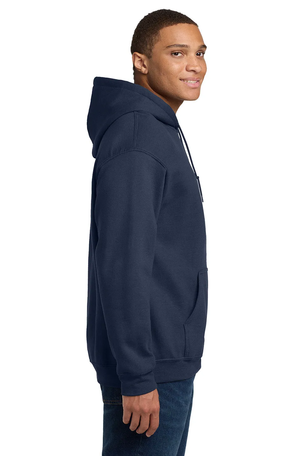 Gildan Mens Pill Resistant Hooded Sweatshirt Hoodie w/ Pouch Pocket - Navy Blue  Affordable Clothing Gildan