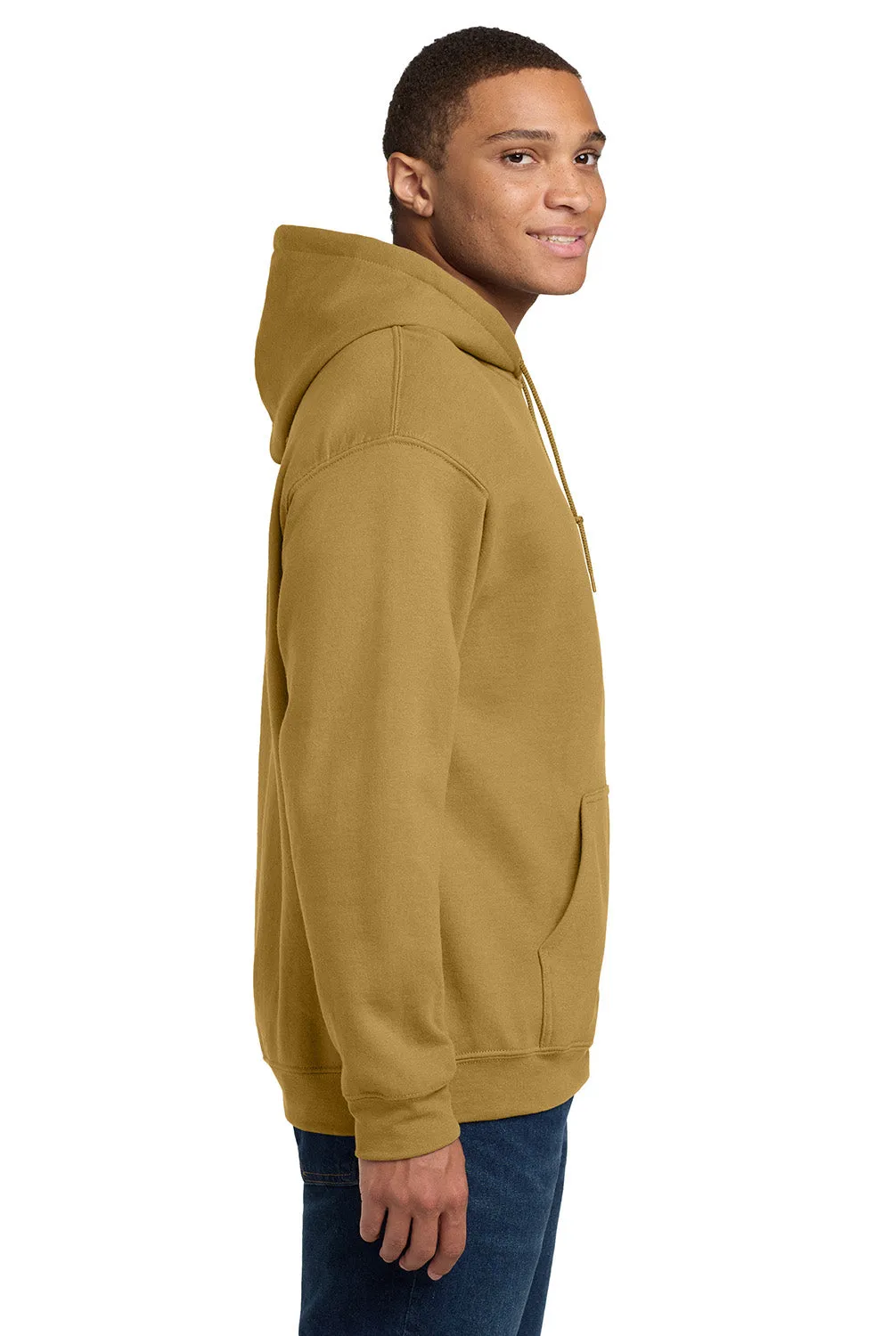 Gildan Mens Pill Resistant Hooded Sweatshirt Hoodie w/ Pouch Pocket - Old Gold