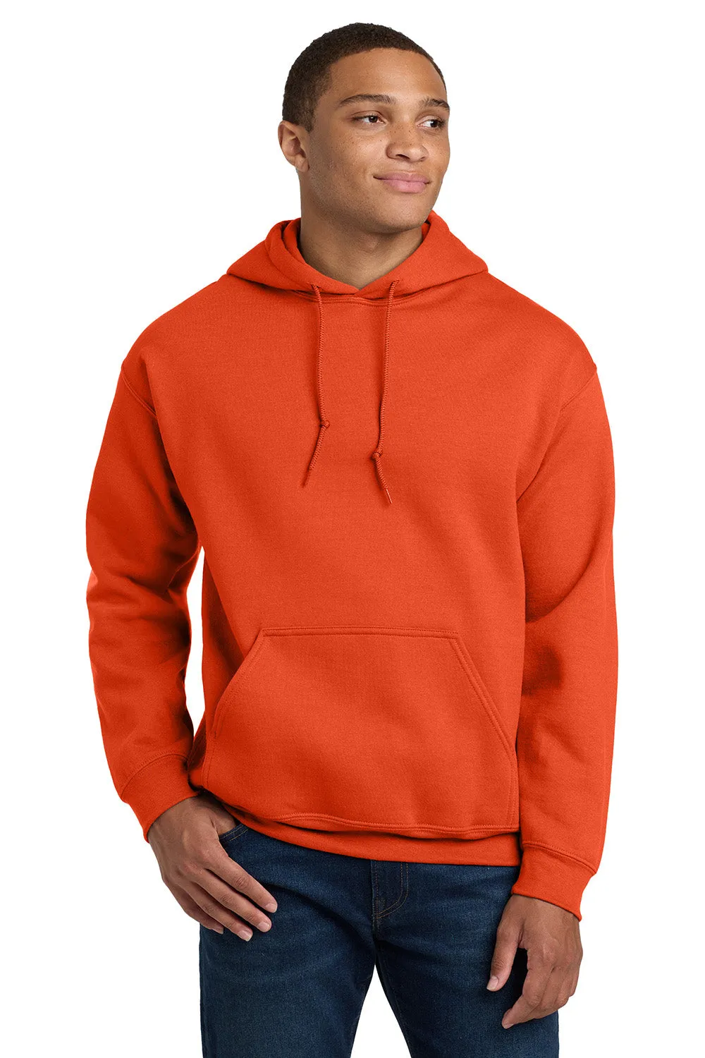 Gildan Mens Pill Resistant Hooded Sweatshirt Hoodie w/ Pouch Pocket - Orange  Affordable Clothing Gildan