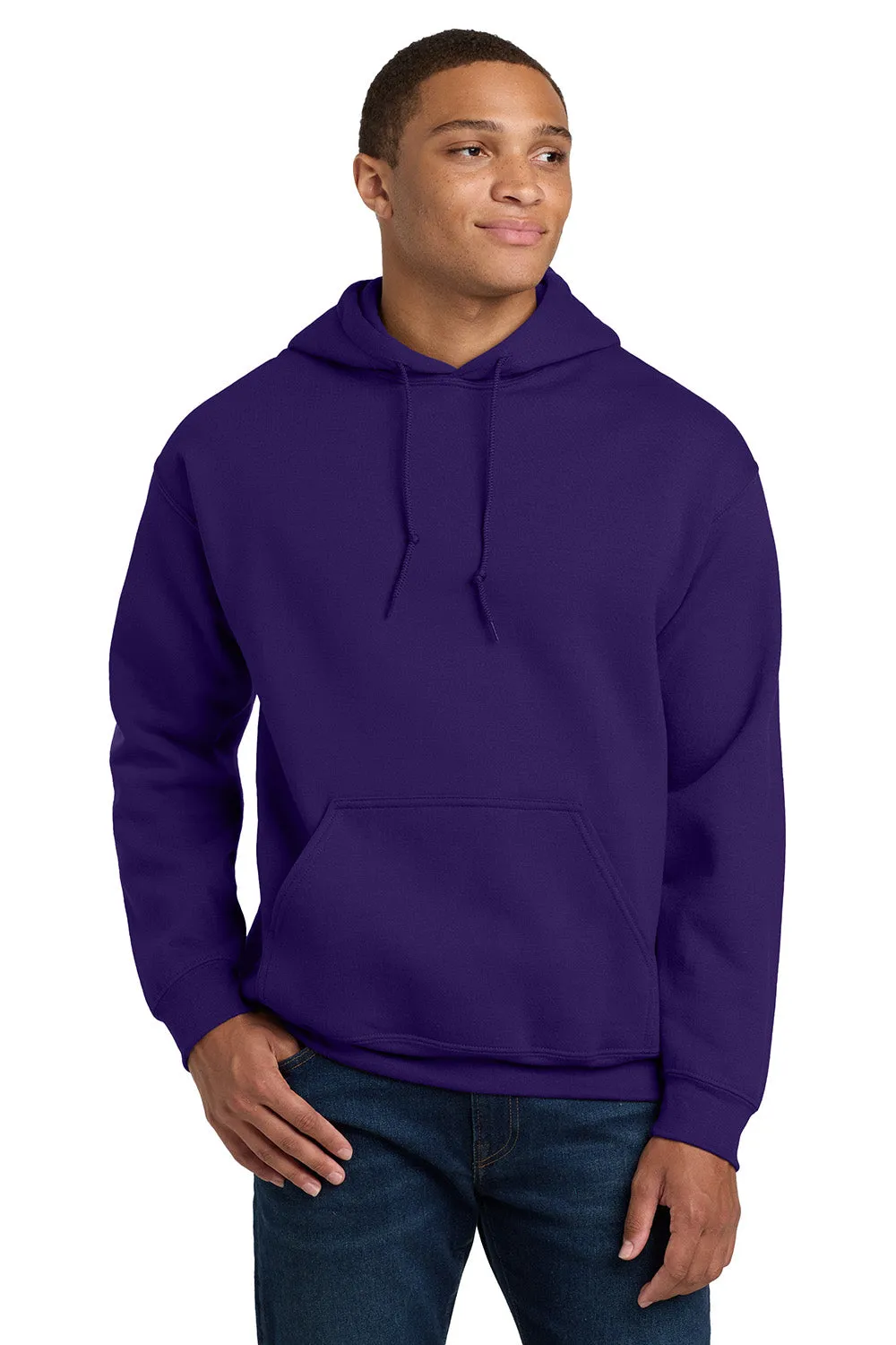 Gildan Mens Pill Resistant Hooded Sweatshirt Hoodie w/ Pouch Pocket - Purple  Affordable Clothing Gildan