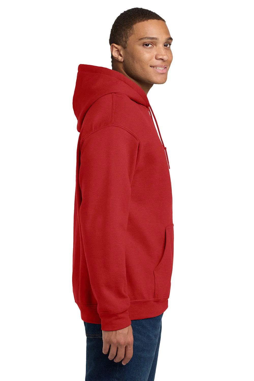 Gildan Mens Pill Resistant Hooded Sweatshirt Hoodie w/ Pouch Pocket - Red  Affordable Clothing Gildan