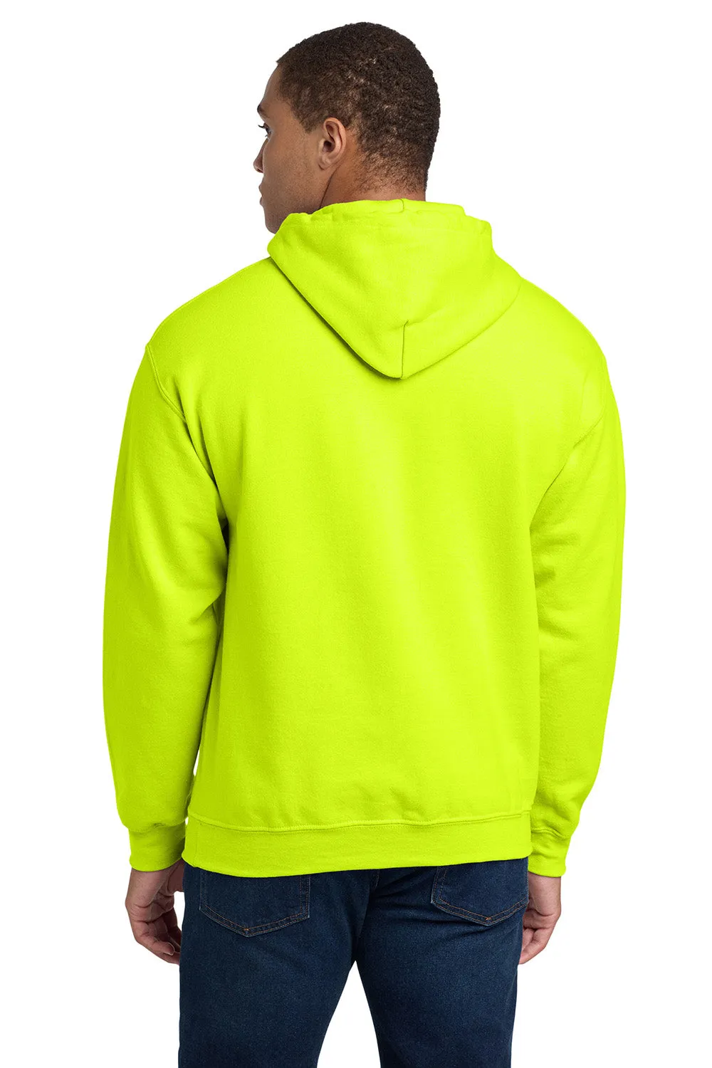 Gildan Mens Pill Resistant Hooded Sweatshirt Hoodie w/ Pouch Pocket - Safety Green