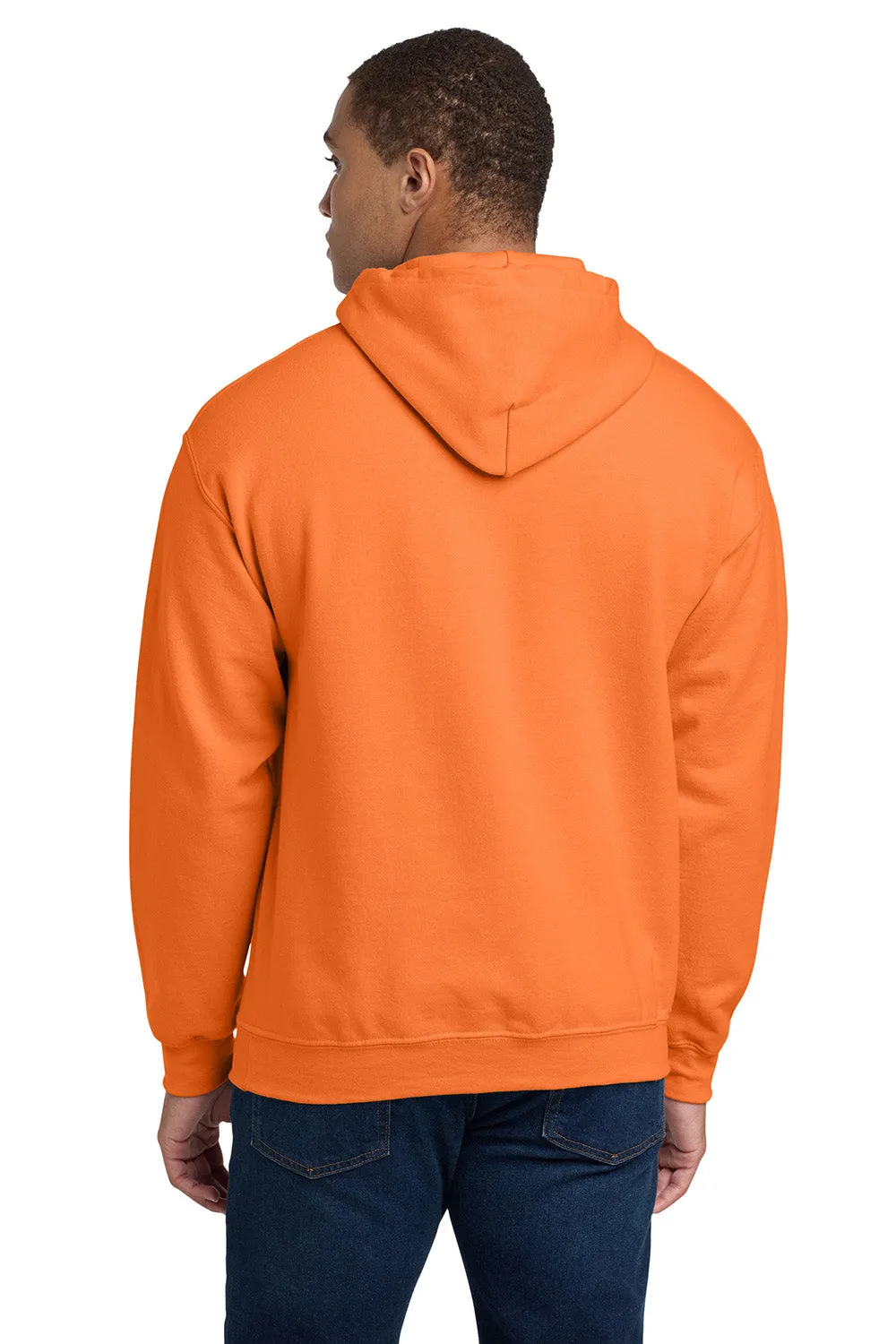 Gildan Mens Pill Resistant Hooded Sweatshirt Hoodie w/ Pouch Pocket - Safety Orange  Affordable Clothing Gildan