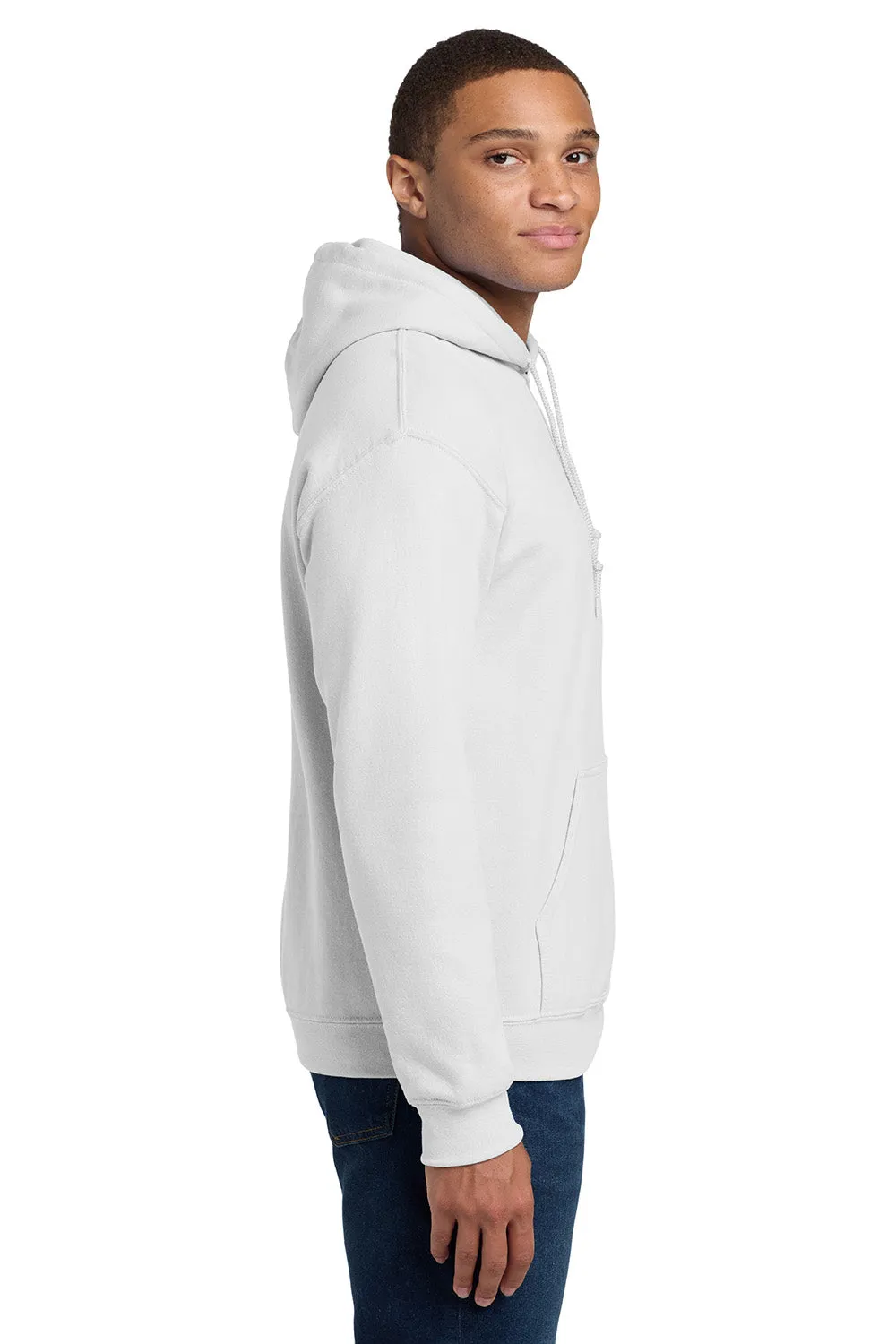 Gildan Mens Pill Resistant Hooded Sweatshirt Hoodie w/ Pouch Pocket - White