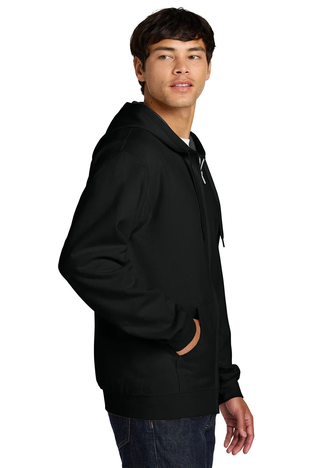 Gildan Mens Softstyle Fleece Full Zip Hooded Sweatshirt Hoodie w/ Pockets - Black