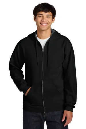 Gildan Mens Softstyle Fleece Full Zip Hooded Sweatshirt Hoodie w/ Pockets - Black