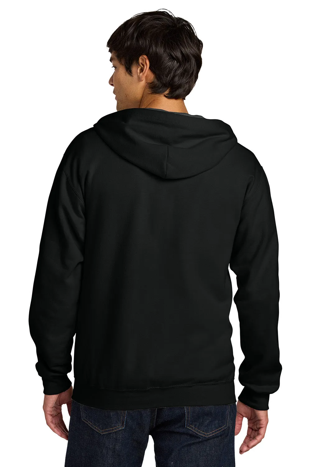 Gildan Mens Softstyle Fleece Full Zip Hooded Sweatshirt Hoodie w/ Pockets - Black